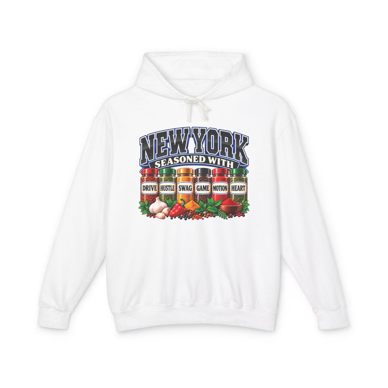 New York Seasoned With Drive Hustle Swag Game Motion Heart — Hoodie