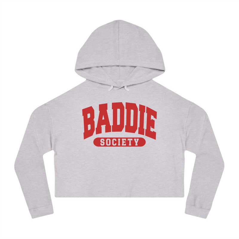 Baddie Society — Retro Collegiate Crop Top Hoodie