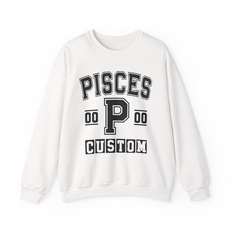 Custom Pisces Varsity Sweatshirt — Customize Birthday Day/Month/Year — Customize Gemini Season/Nation