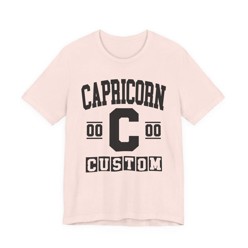Custom Capricorn Varsity T-Shirt — Customize Birthday Day/Month/Year — Customize Season/nation/Society