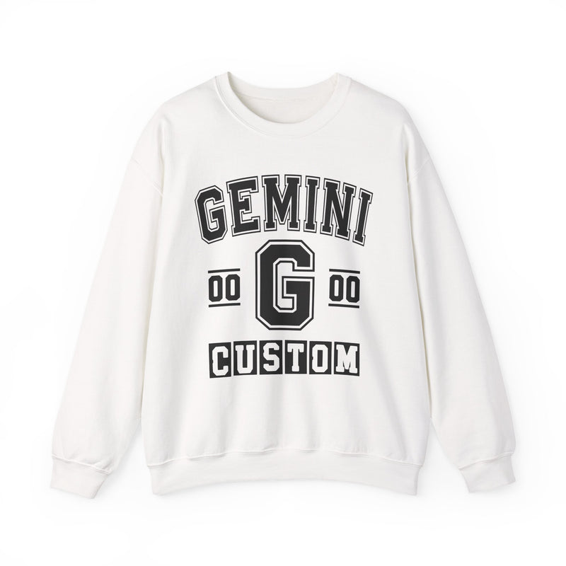 Custom Gemini Varsity Sweatshirt — Customize Birthday Day/Month/Year — Customize Gemini Season/Nation