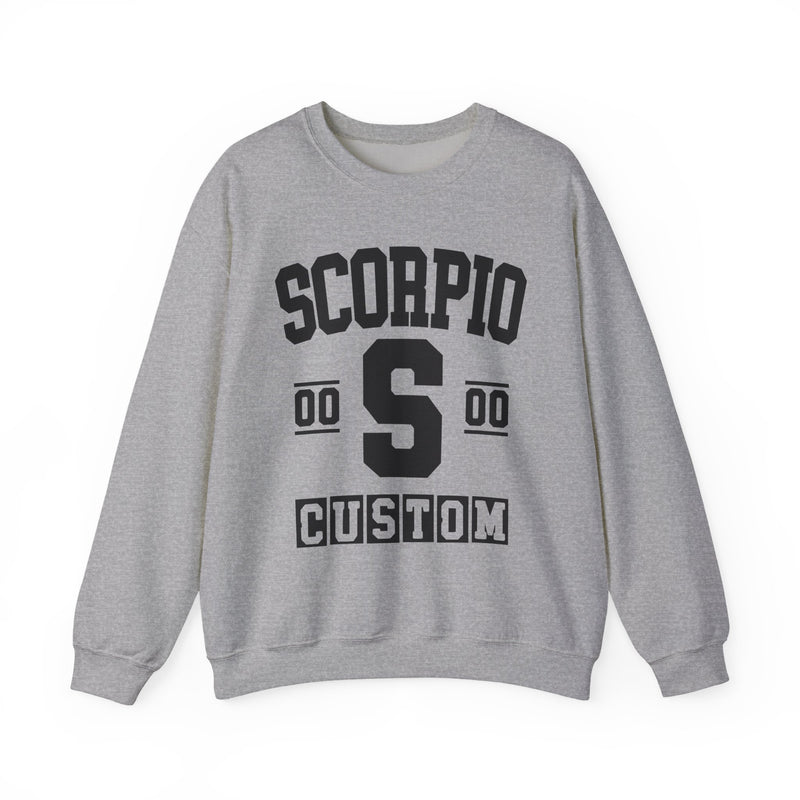 Custom Scorpio Varsity Sweatshirt — Customize Birthday Day/Month/Year — Customize Gemini Season/Nation