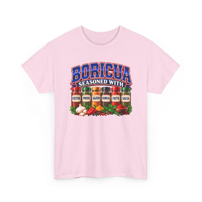 Boricua Seasoned With Culture Pride Sazón Familia Faith Salsa- T-Shirt