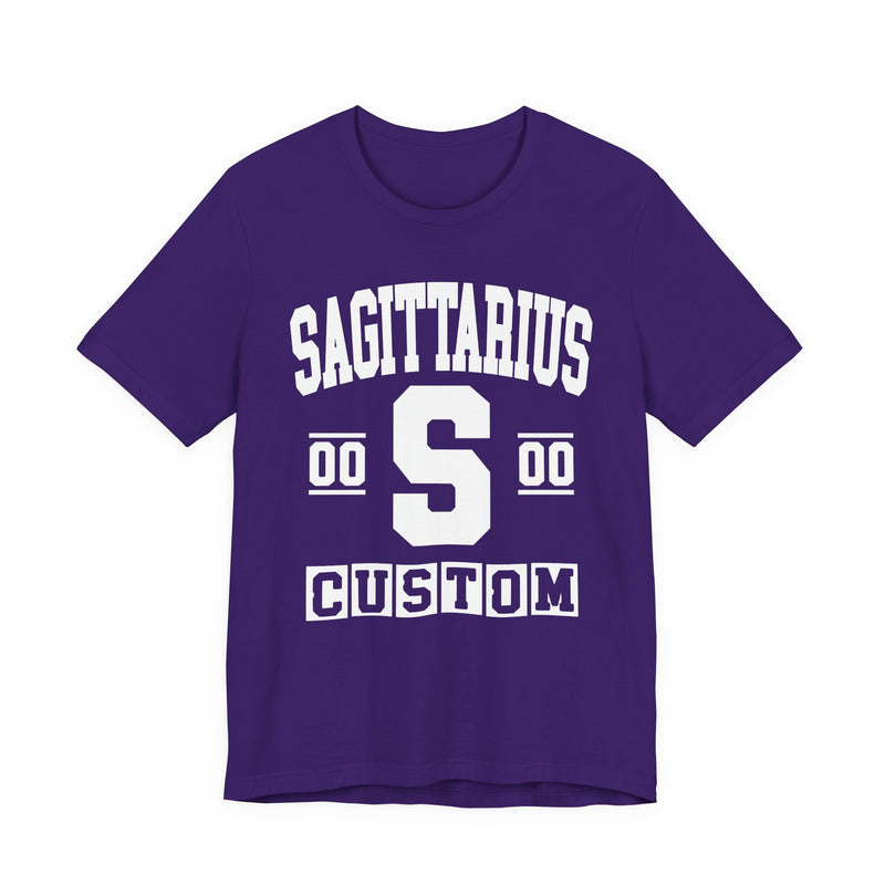 Custom Sagittarius Varsity T-Shirt — Customize Birthday Day/Month/Year — Customize Season/nation/Society