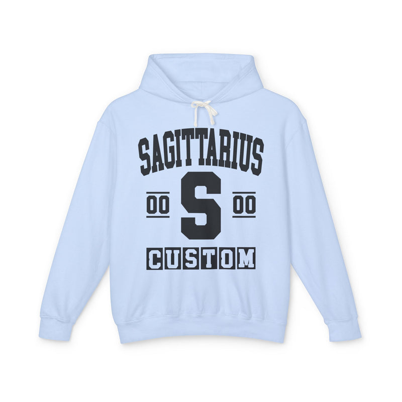 Custom Sagittarius Varsity Hoodie — Customize Birthday Day/Month/Year — Customize Gemini Season/Nation