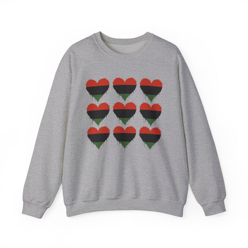 Pan——African Flag Red Black Green Heart 9 Grid Graphic Sweatshirt