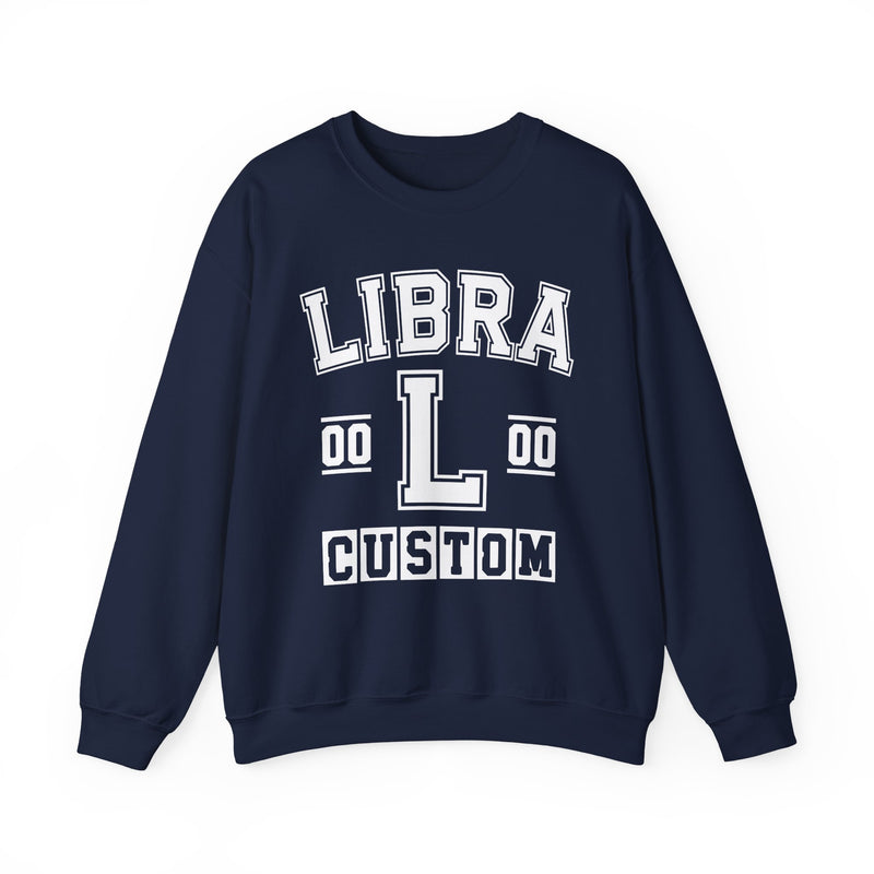 Custom Libra Varsity Sweatshirt — Customize Birthday Day/Month/Year — Customize Gemini Season/Nation