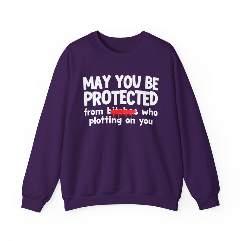May You Be Protected From Bitches Who Plottin On You — Funny Protection Statement Sweatshirt