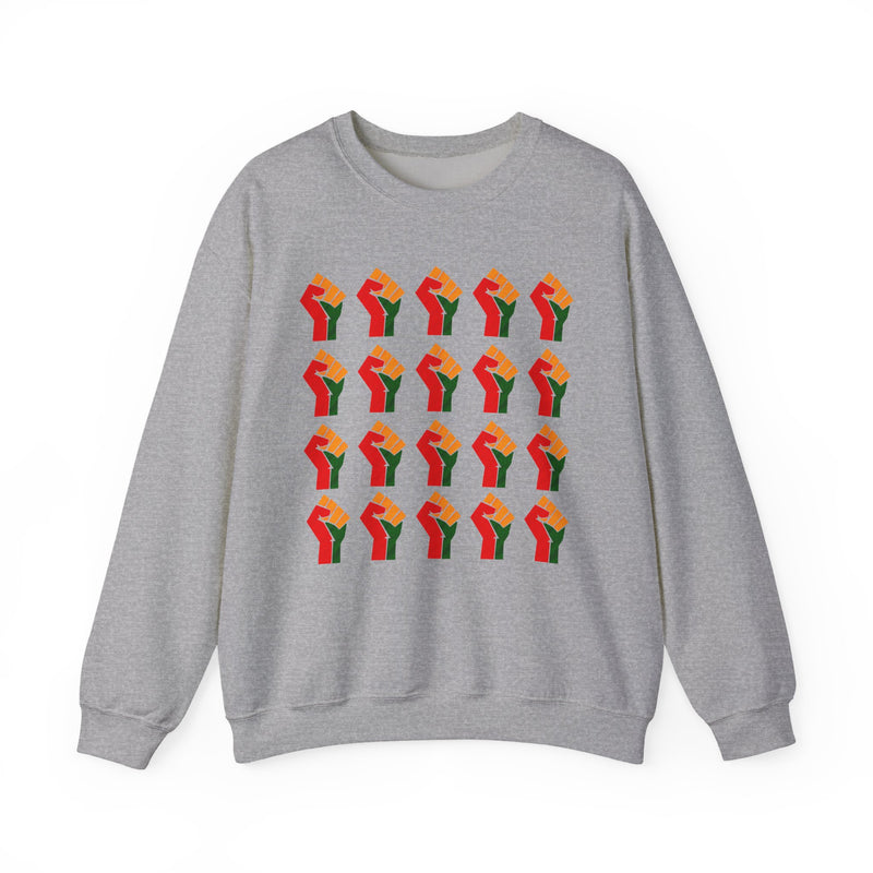 Pan——African Raised Fist Grid Pattern (Black History Solidarity) — Sweatshirt