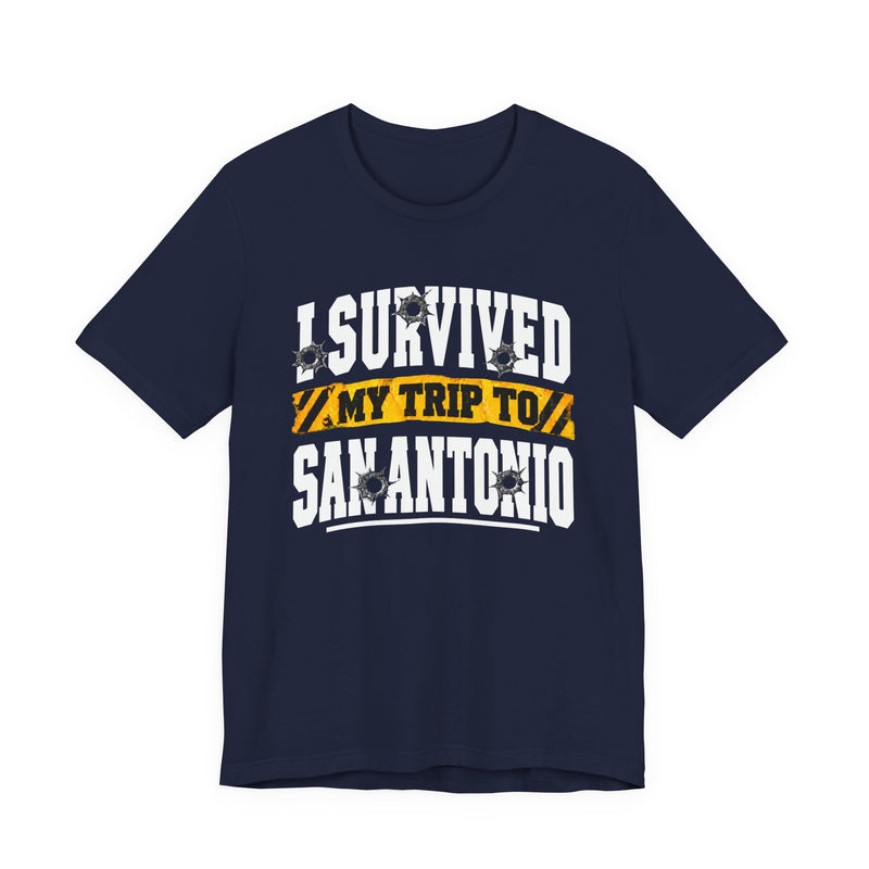 T-Shirt with lettering reading I Survived My Trip To San Antonio, gallery image 8.