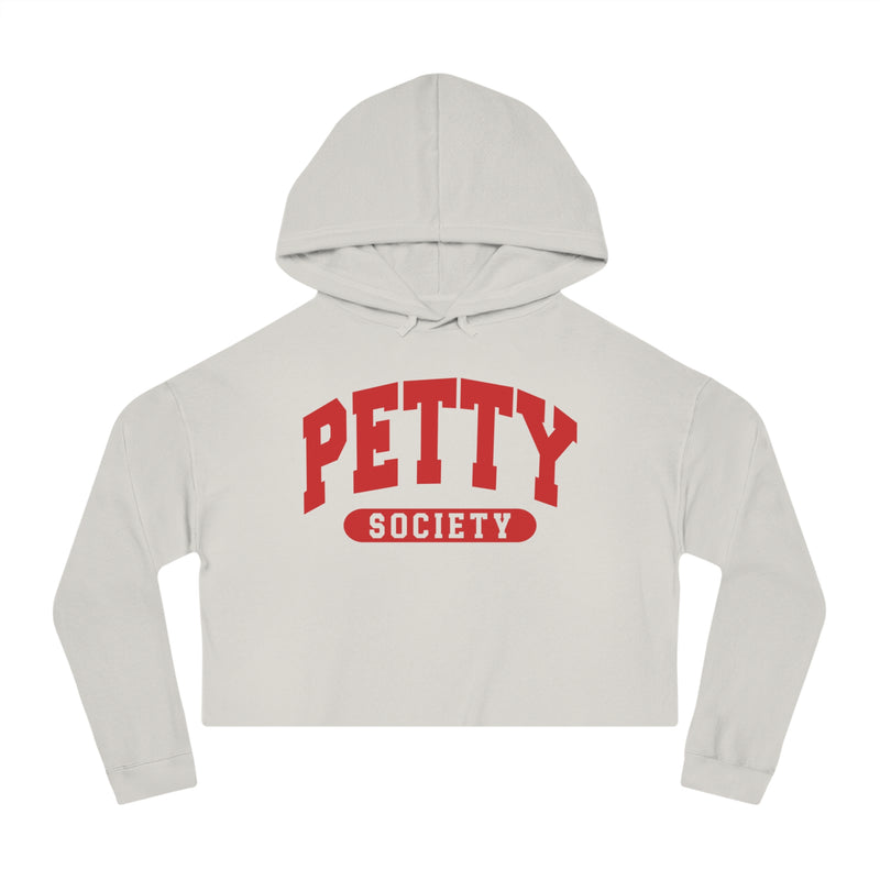 Petty Society — Retro Collegiate Crop Top Hoodie