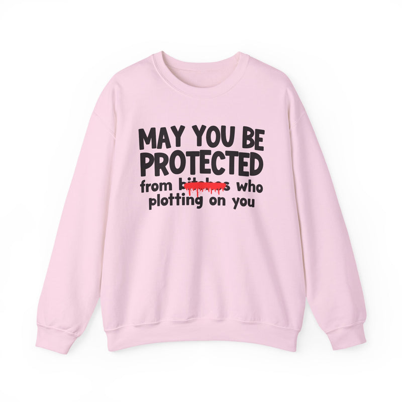May You Be Protected From Bitches Who Plottin On You — Funny Protection Statement Sweatshirt