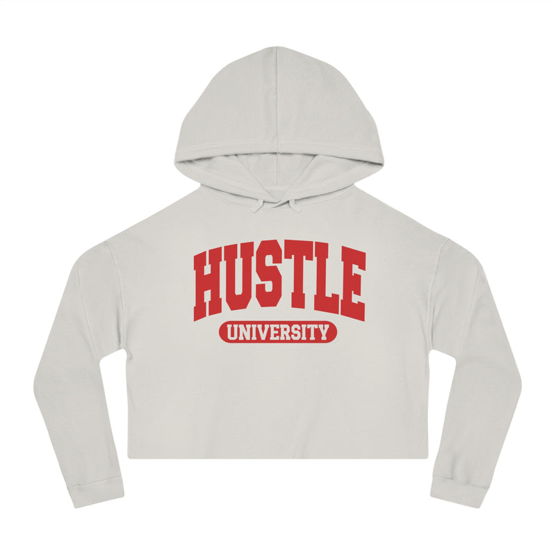 Hustle University — Retro Collegiate Crop Top Hoodie
