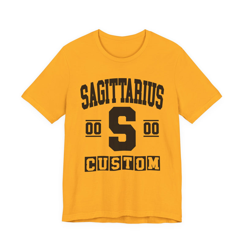 Custom Sagittarius Varsity T-Shirt — Customize Birthday Day/Month/Year — Customize Season/nation/Society