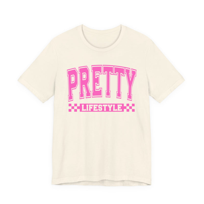Pretty Lifestyle — Pink Varsity Statement T-Shirt