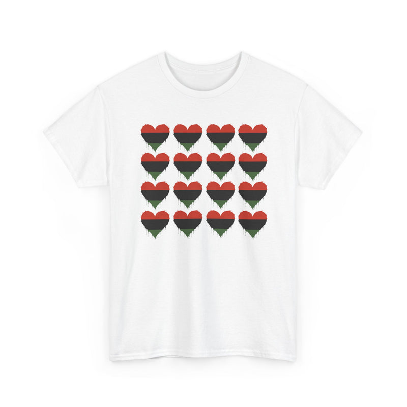 African American Hearts T‑Shirt — Black Red Green Pride T-Shirt