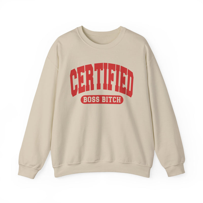 Certified Boss Bitch — Retro Collegiate Sweatshirt