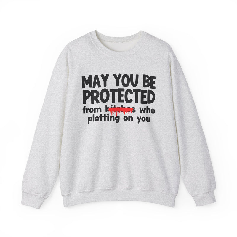 May You Be Protected From Bitches Who Plottin On You — Funny Protection Statement Sweatshirt