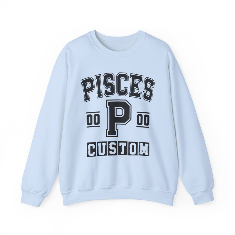 Custom Pisces Varsity Sweatshirt — Customize Birthday Day/Month/Year — Customize Gemini Season/Nation