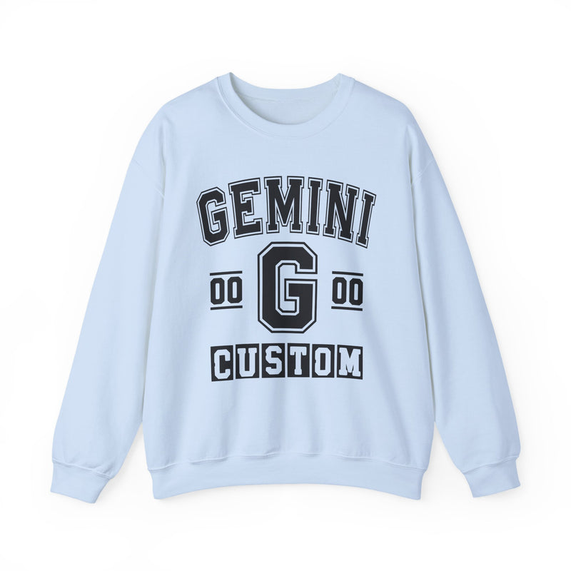 Custom Gemini Varsity Sweatshirt — Customize Birthday Day/Month/Year — Customize Gemini Season/Nation