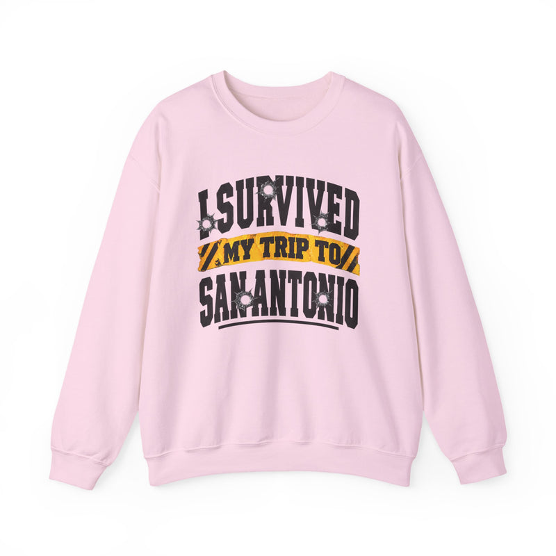 Sweatshirt with lettering reading I Survived My Trip To San Antonio, gallery image 10.
