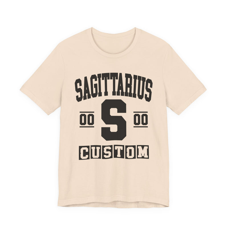 Custom Sagittarius Varsity T-Shirt — Customize Birthday Day/Month/Year — Customize Season/nation/Society
