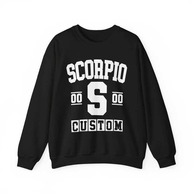 Custom Scorpio Varsity Sweatshirt — Customize Birthday Day/Month/Year — Customize Gemini Season/Nation