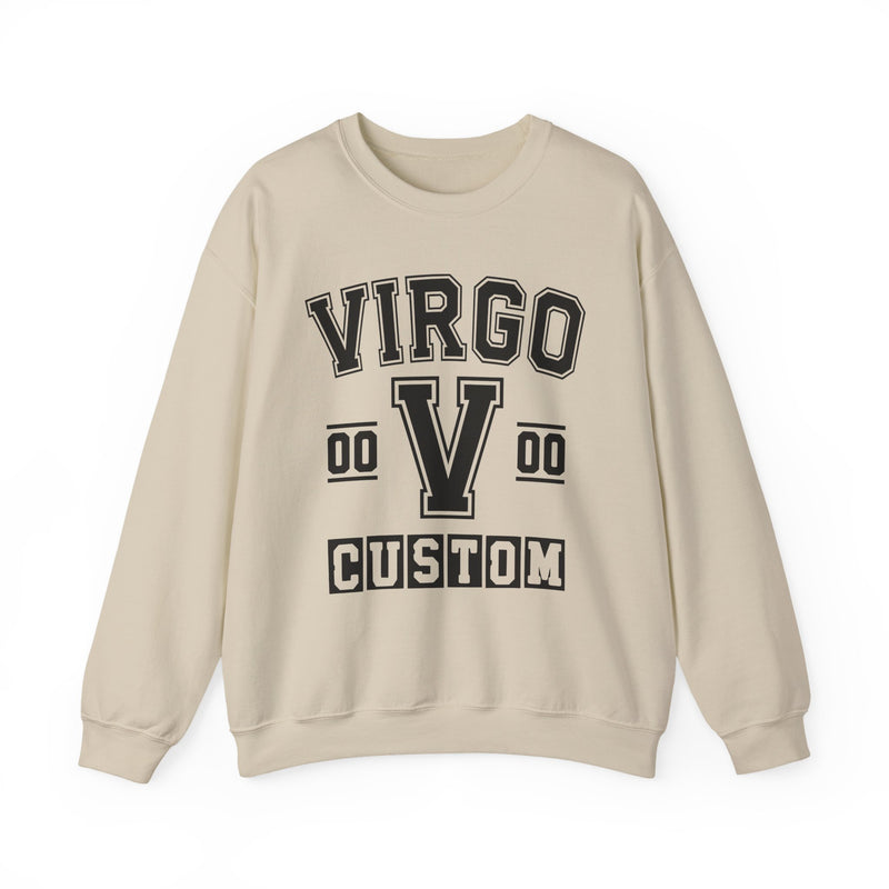 Custom Virgo Varsity Sweatshirt — Customize Birthday Day/Month/Year — Customize Gemini Season/Nation
