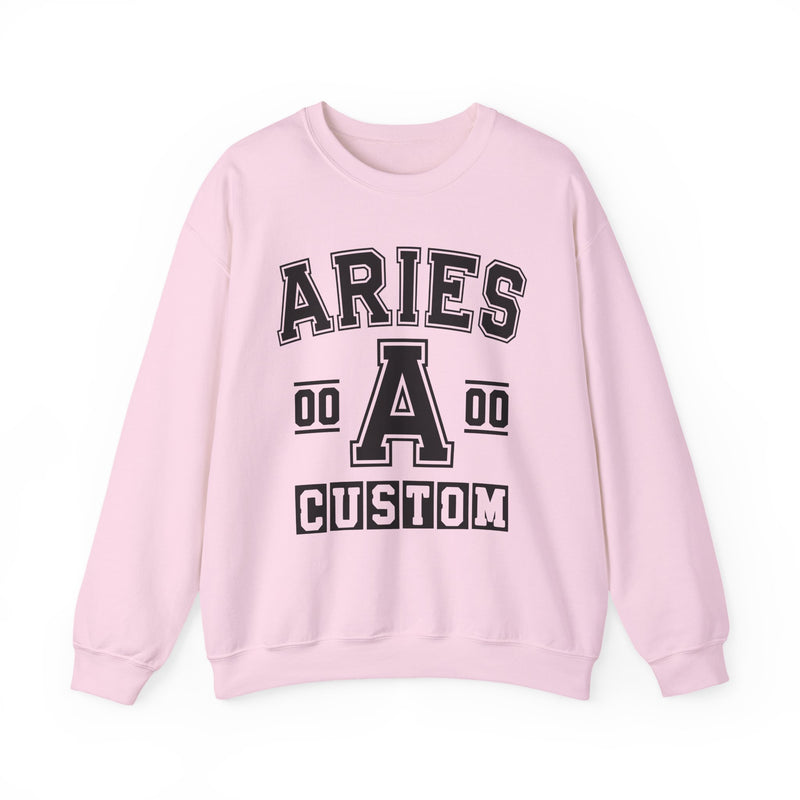 Custom Aries Varsity Sweatshirt — Customize Birthday Day/Month/Year — Customize Gemini Season/Nation