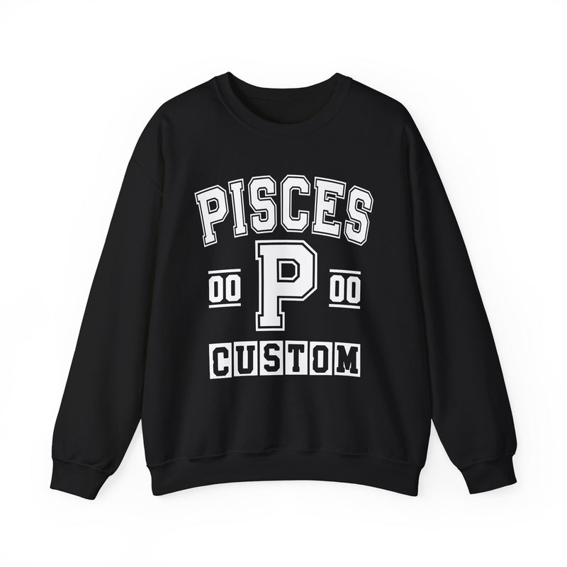 Custom Pisces Varsity Sweatshirt — Customize Birthday Day/Month/Year — Customize Gemini Season/Nation