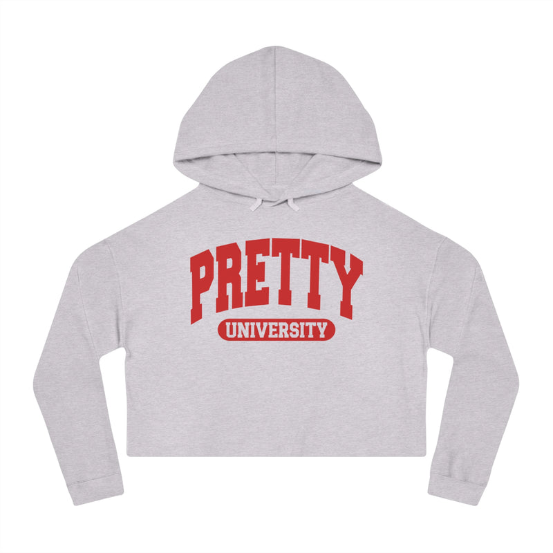 Pretty University — Retro Collegiate Crop Top Hoodie