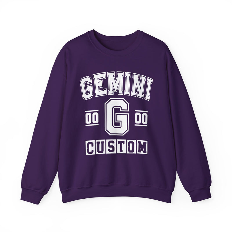 Custom Gemini Varsity Sweatshirt — Customize Birthday Day/Month/Year — Customize Gemini Season/Nation