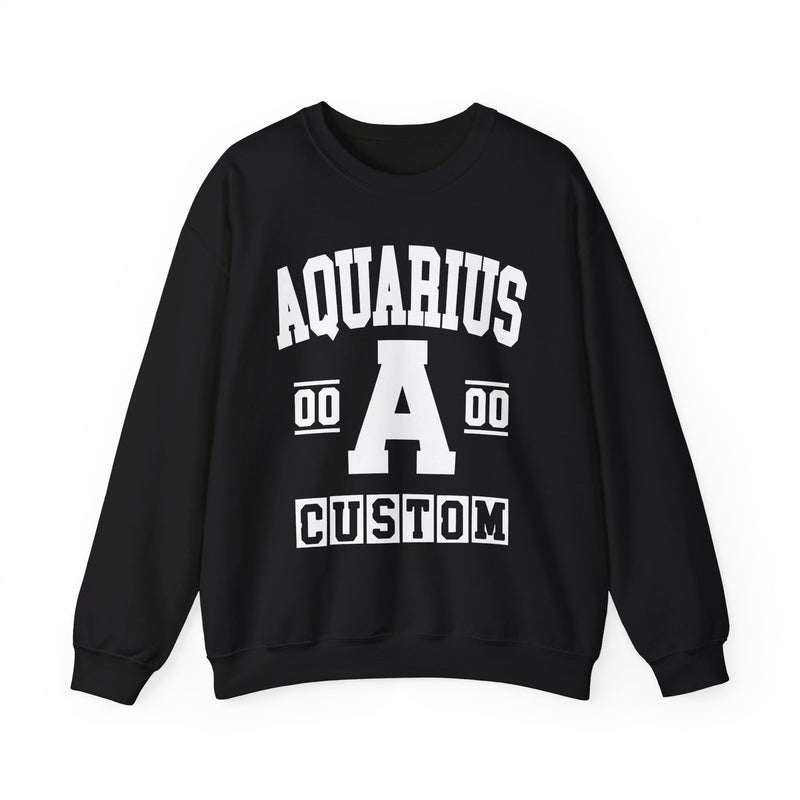 Custom Aquarius Varsity Sweatshirt — Customize Birthday Day/Month/Year — Customize Gemini Season/Nation
