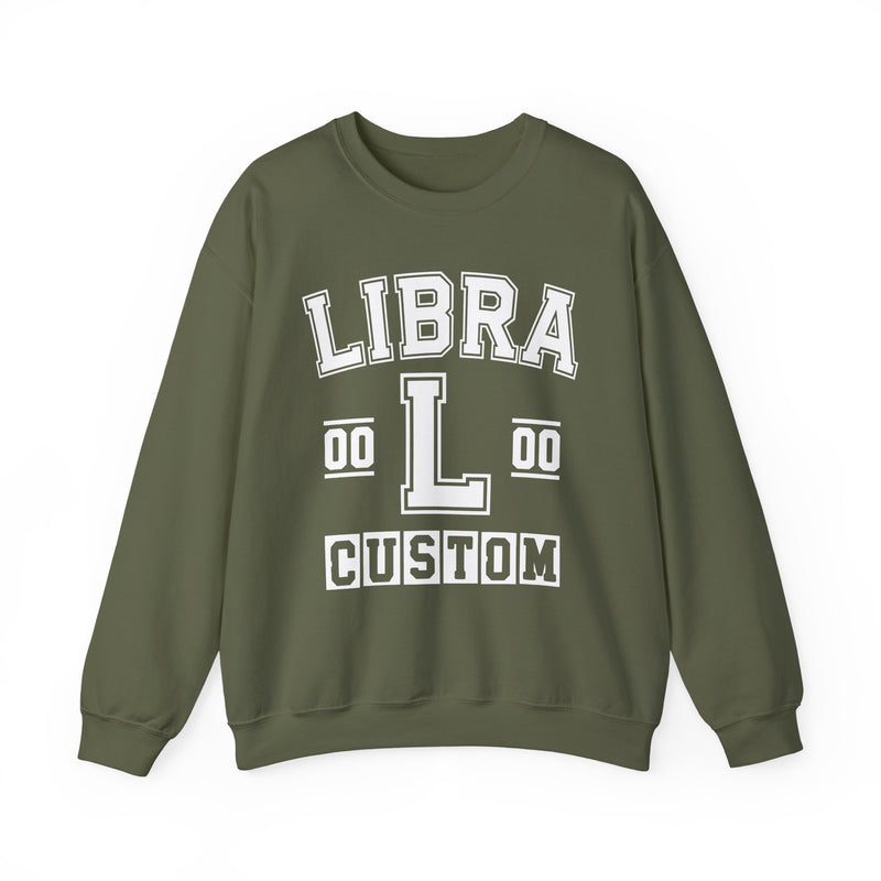 Custom Libra Varsity Sweatshirt — Customize Birthday Day/Month/Year — Customize Gemini Season/Nation