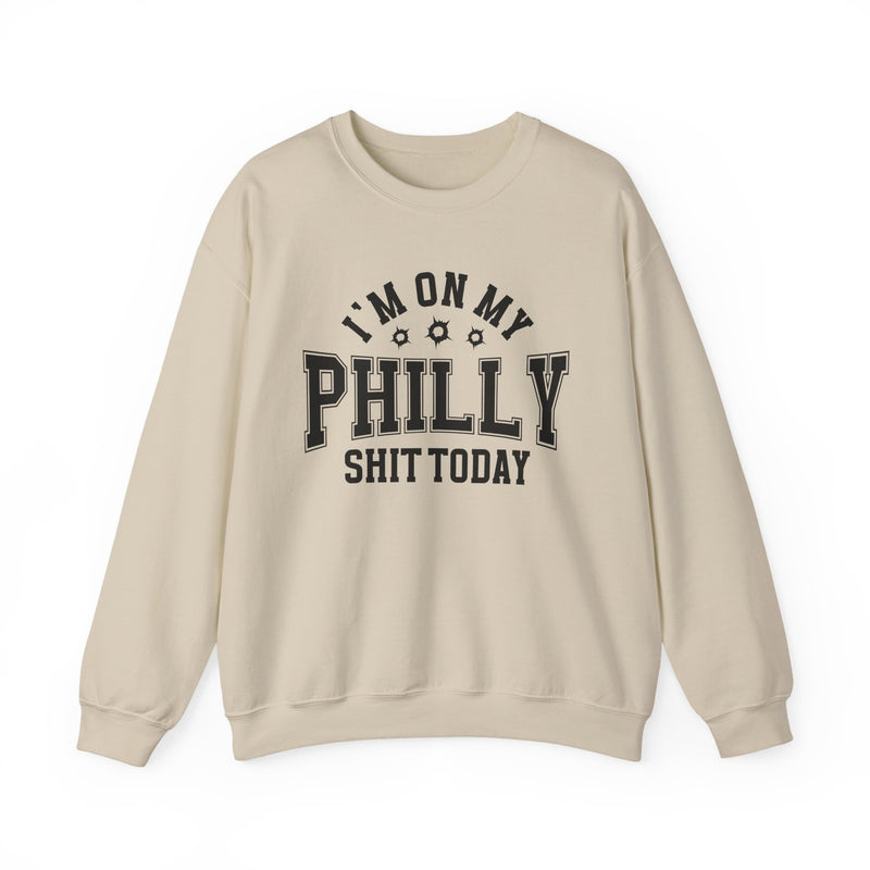 Sweatshirt with lettering reading I'm On My Philly Shit Today, gallery image 4.