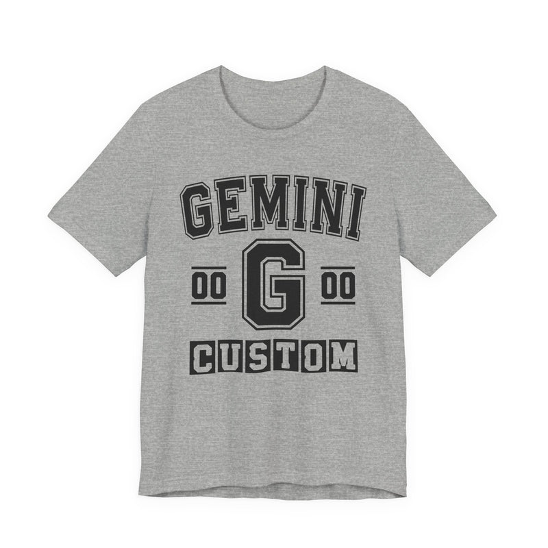 Custom Gemini Varsity T-Shirt — Customize Birthday Day/Month/Year — Customize Season/nation/Society