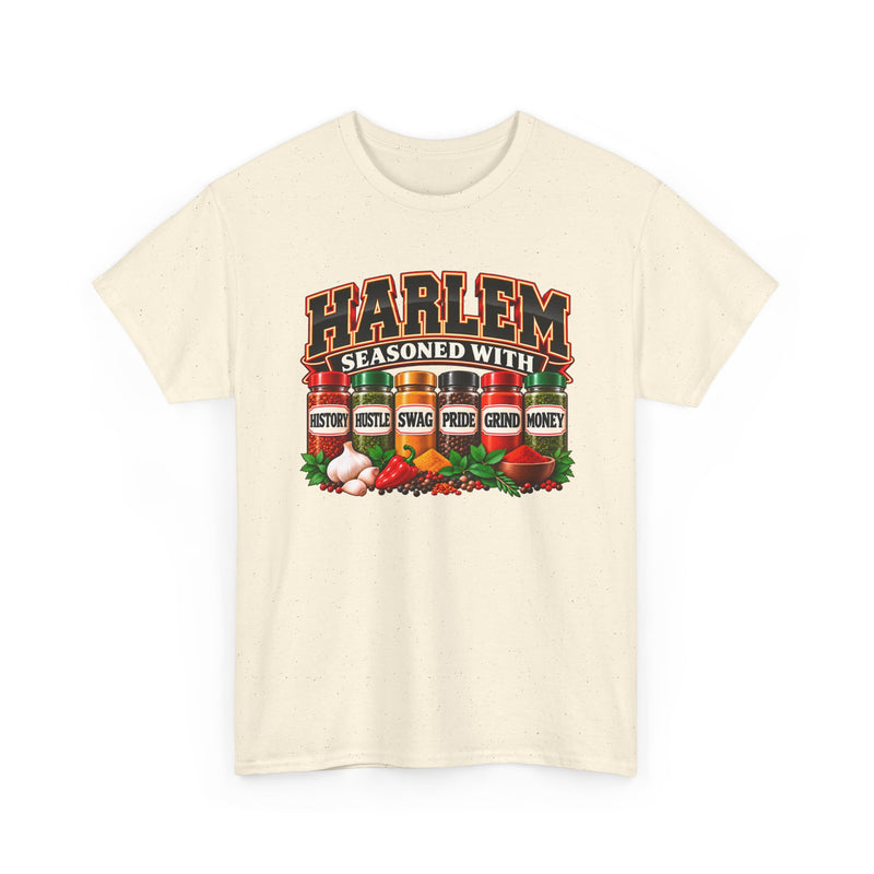Harlem Seasoned With History Hustle Swag Pride Grind Money - T-Shirt