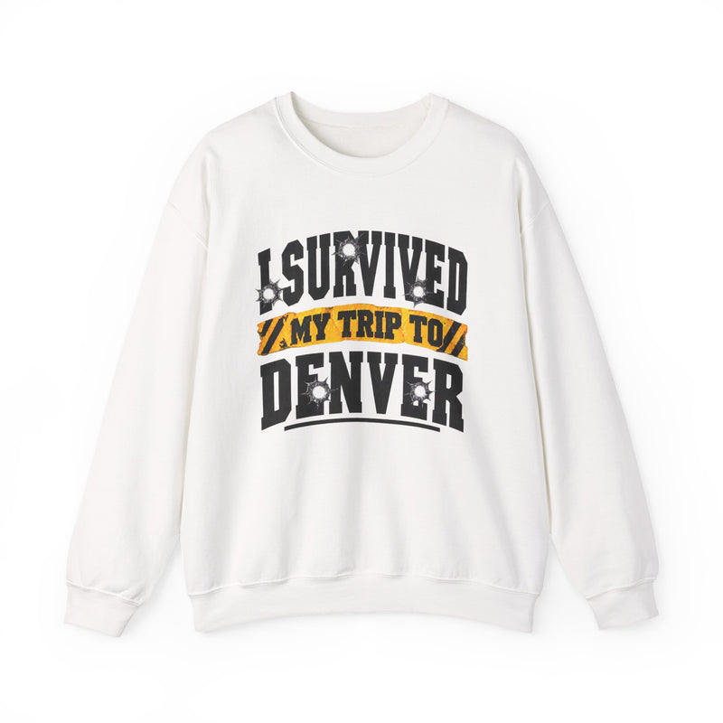Sweatshirt with lettering reading I Survived My Trip To Denver, gallery image 2.