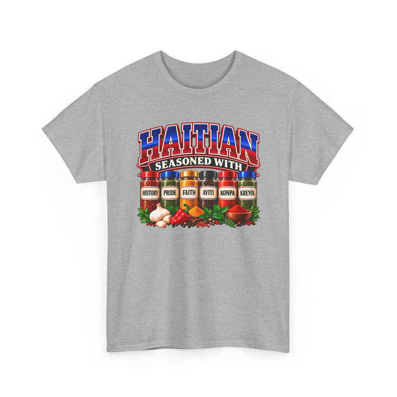 Haitian Seasoned With History Pride Faith Ayiti Kompa Kreyòl- T-Shirt