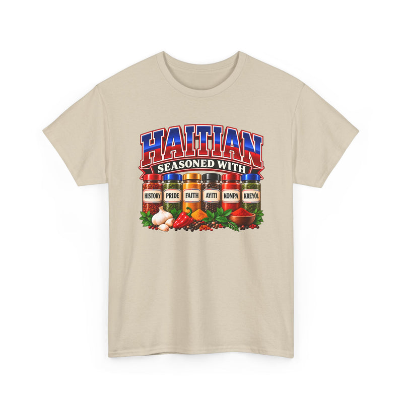 Haitian Seasoned With History Pride Faith Ayiti Kompa Kreyòl- T-Shirt