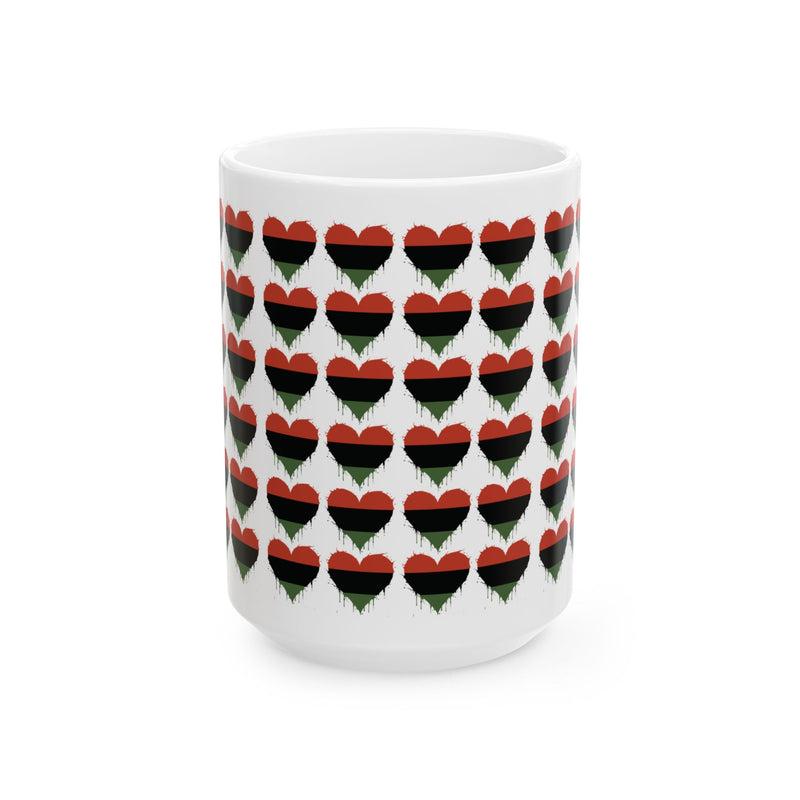Pan——African Heart Pattern Ceramic Mug — 11oz & 15oz