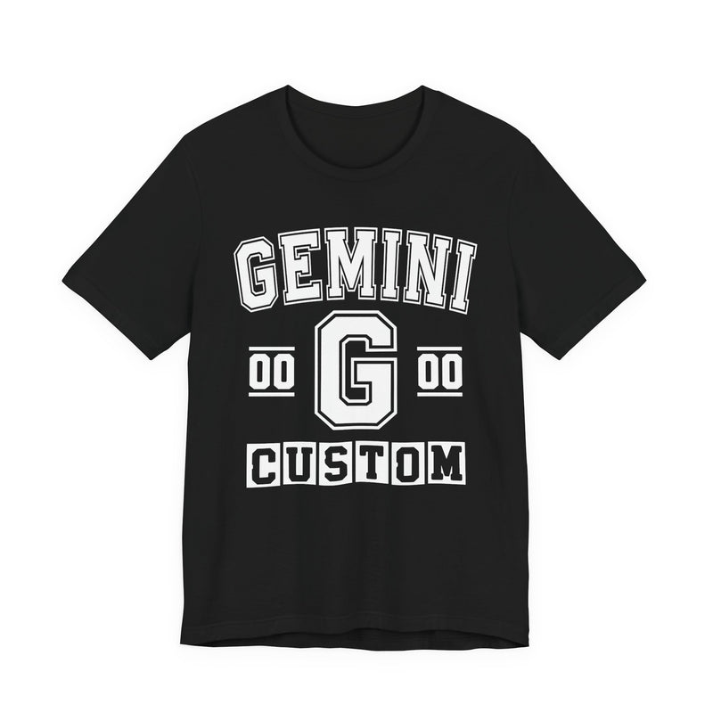 Custom Gemini Varsity T-Shirt — Customize Birthday Day/Month/Year — Customize Season/nation/Society
