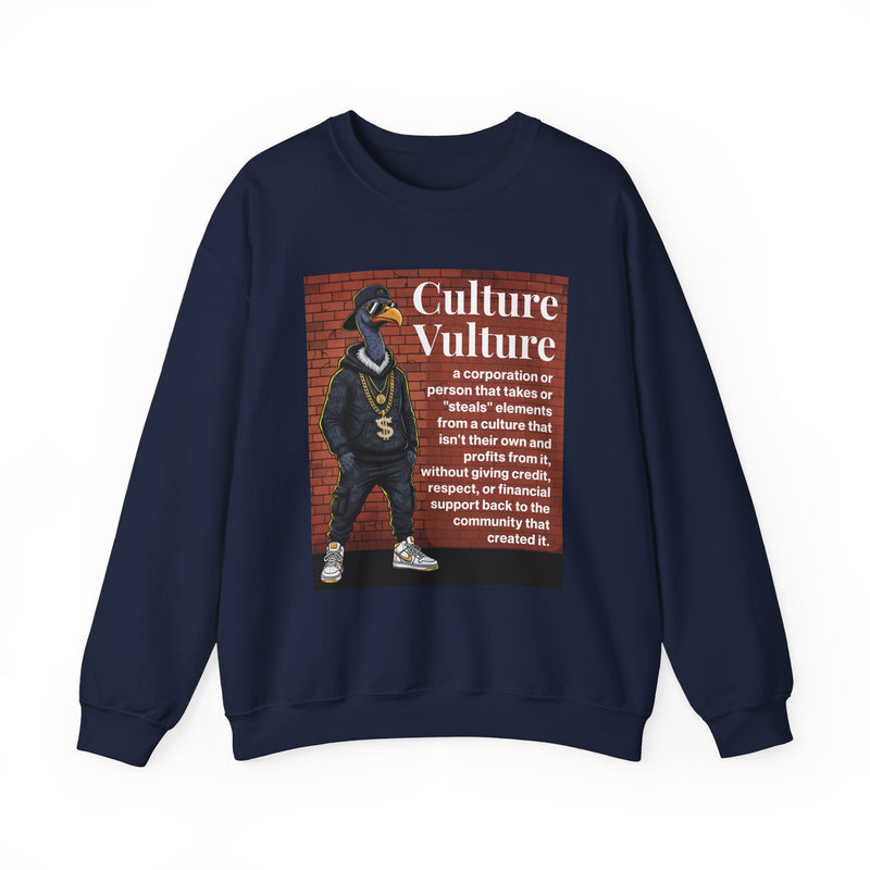 Culture Vulture — Sweatshirt alternate view 6: CULTURE VULTURE in bold statement lettering. Street Talk Designs culture statement apparel.