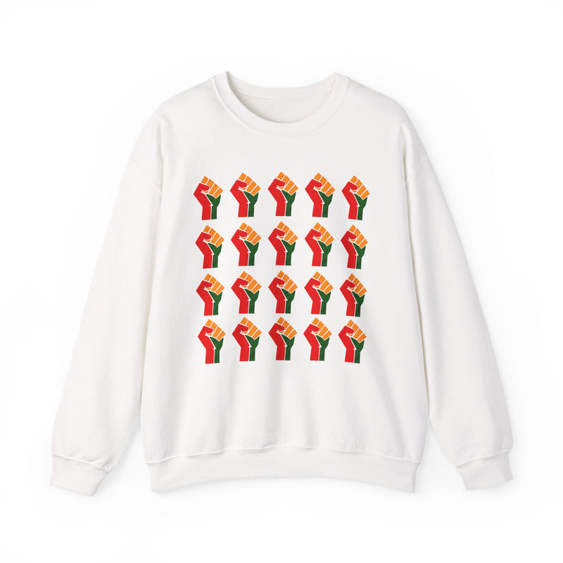 Pan——African Raised Fist Grid Pattern (Black History Solidarity) — Sweatshirt