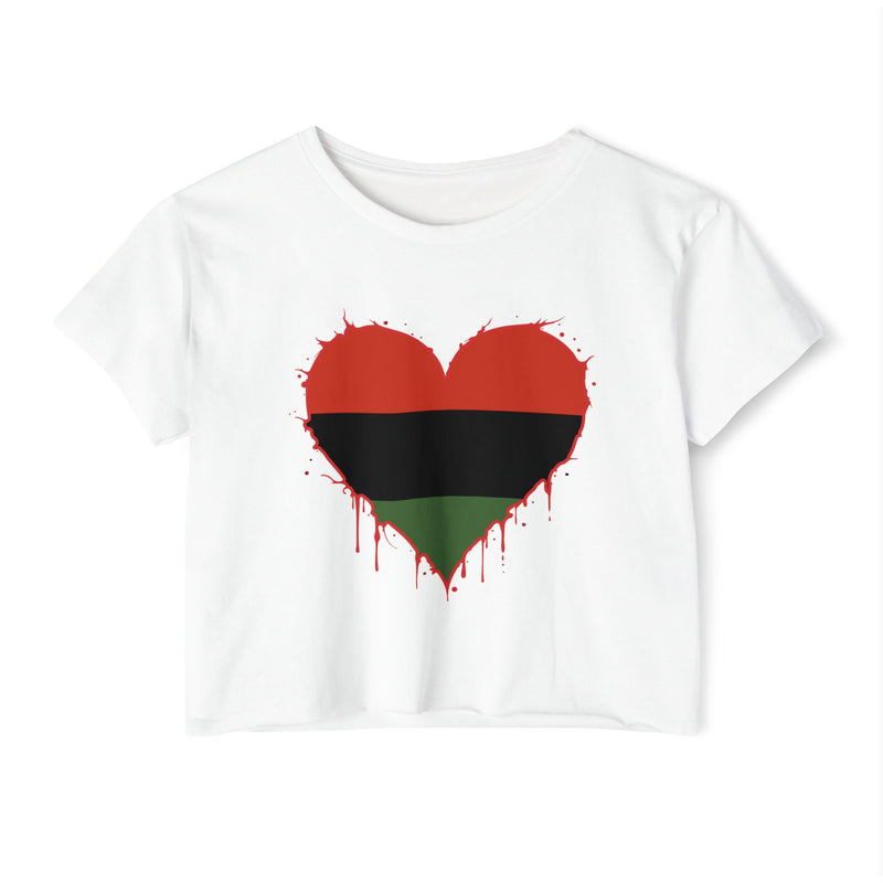 Red Black and Green Heart — Black Power Crop Top