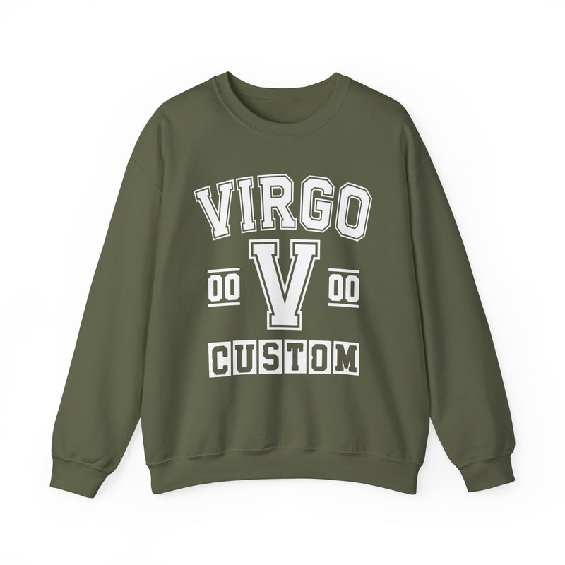Custom Virgo Varsity Sweatshirt — Customize Birthday Day/Month/Year — Customize Gemini Season/Nation