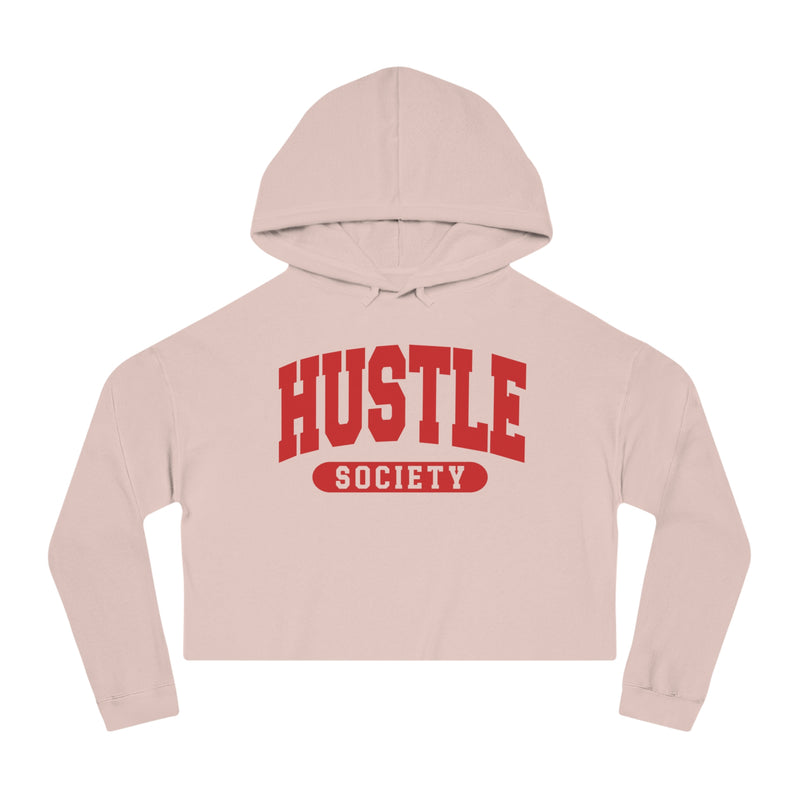 Hustle Society — Retro Collegiate Crop Top Hoodie