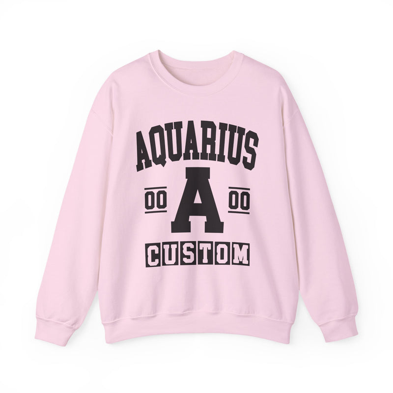 Custom Aquarius Varsity Sweatshirt — Customize Birthday Day/Month/Year — Customize Gemini Season/Nation