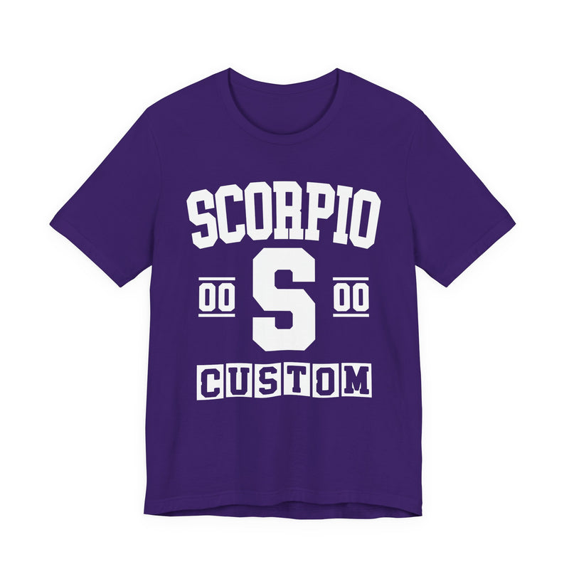 Custom Scorpio Varsity T-Shirt — Customize Birthday Day/Month/Year — Customize Season/nation/Society