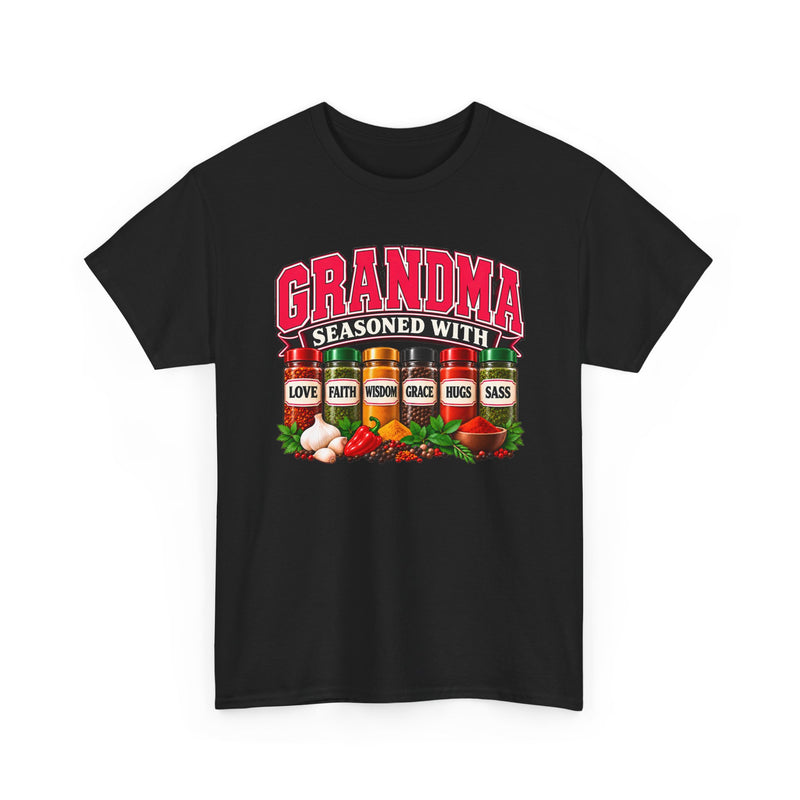 Grandma Seasoned With Love Faith Wisdom Grace Hugs Sass - T-Shirt